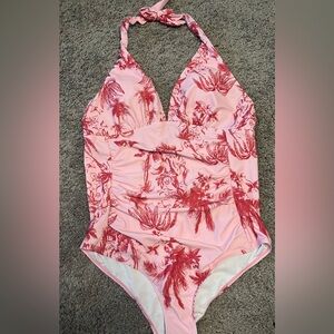 Shein One Piece Swimsuit Light and Dark Pink XL